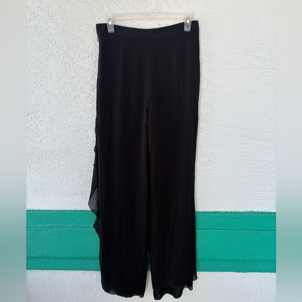 Armani Collezioni Silk Wide Leg Black Pants Size 6 Made In Italy